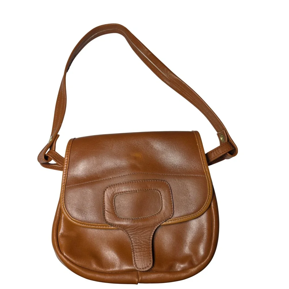 Cueros Argentinos Vintage Tan Leather Crossbody Saddle Bag Small Accordion Purse